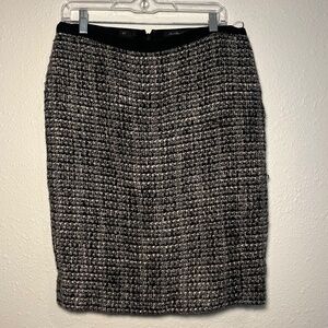 J Crew Tweed No. 2 Pencil Skirt, Black/White, Size 8
